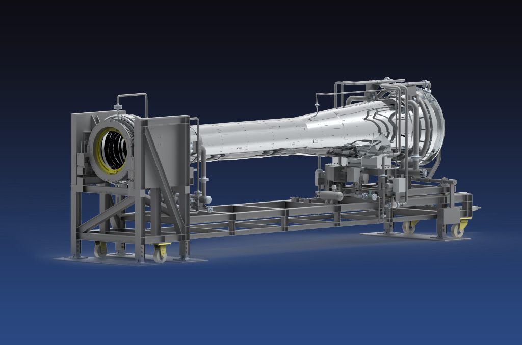 Rendering of High Altitude Test Facility to be used inside the SPFT test bench to reproduce the low atmospheric pressure during an engine test on the ground.